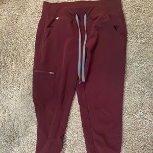 Figs maroon scrub joggers